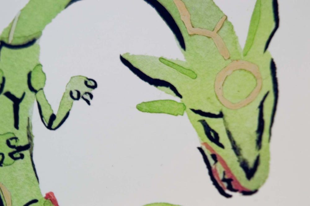 Image of Rayquaza Print with Handpainted Gold