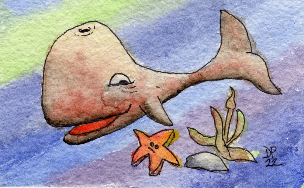 Image of Brown Whale w/Starfish and Kelp