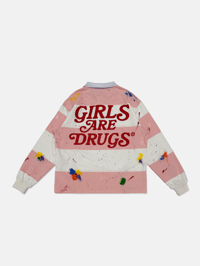 Image 2 of GIRLS ARE DRUGS® PAINT SPLATTER & STRIPED RUGBY SHIRT - PINK