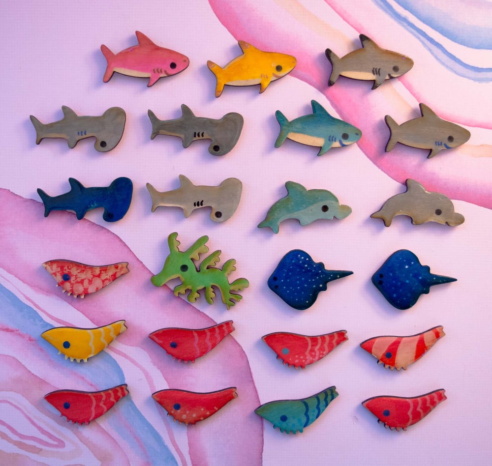 Image of Hand Painted Sea Creature Magnets
