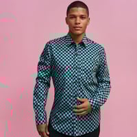 Camisa damero verde agua