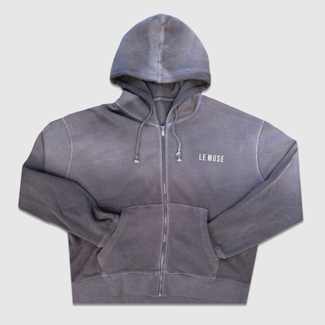 LE MUSE LOGO WAFFLE ZIP UP-CEMENT GRAY (PREORDER)