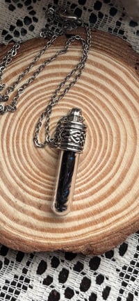 Image 2 of Blue-Winged Wasp Curiosity Vial Necklace