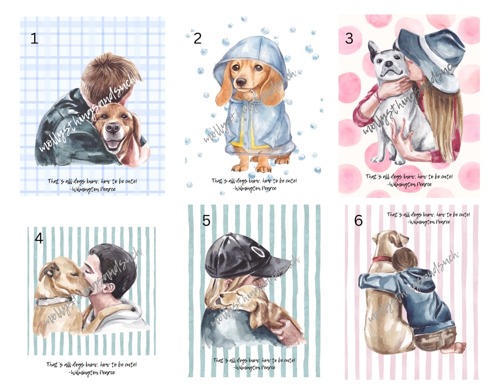 Image of Dog Art Prints Set of 4 - 8x 11 (Your Choice)