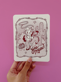 Cowboy Cat - 4.5" x 5.5" Risograph Print
