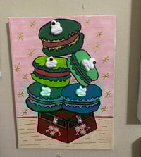 Image 1 of Cookies for Christmas Mixed Media Macarons on Box Painting