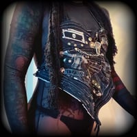 Image 3 of Reference sample will have corset lace upHeavily textured grave digger wasteland crust punk tank top