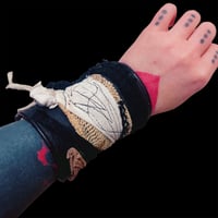 Image 2 of Apocalypse bandage raider wide leather patched single buckle cuff
