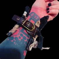 Image 4 of Apocalypse bandage raider wide leather patched single buckle cuff