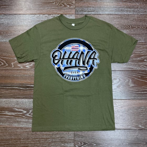 Image of PALAKA OHANA OLIVE BLUE MEN'S T-SHIRT