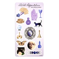 Image 1 of Bell, Book & Candle (Cartomancy, Grimoire, Fortune Telling) Sticker Sheet (25-018)