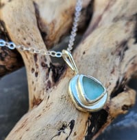 Image 3 of Aqua Blue Cornish Seaglass chunky Pebble 