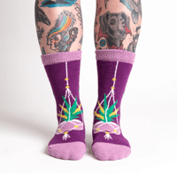 Image 1 of Slipper Socks in Penguins, Weiner Dogs and Plants