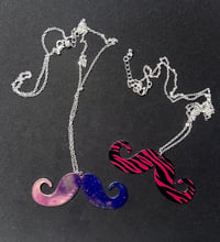 Image 2 of pink zebra mustache necklace