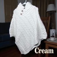 Image 5 of Luna Cozy Cable-Knit Button Poncho