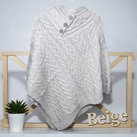 Image 1 of Luna Cozy Cable-Knit Button Poncho
