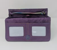 Image 5 of Handmade Black Rainbow Vinyl Clutch Wallet, Purple Interior