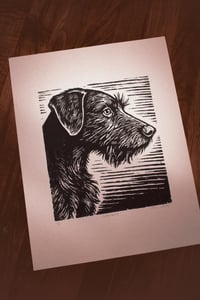 Image 1 of Custom Pet Portrait Linocut | Hand-Carved Block Print | Personalized Dog or Cat Art | Pet Memoria...