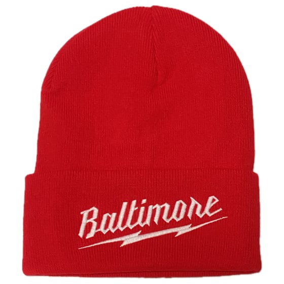 Image of Baltimore Bolt Beanie red/white (free shipping)