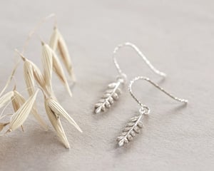 Image of *SAMPLE SALE - 9ct gold / silver Small Fern Leaf hook earrings