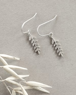 Image of *SAMPLE SALE - 9ct gold / silver Small Fern Leaf hook earrings