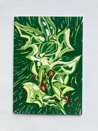 Image 2 of Holly and Berries Linocut Christmas Card 