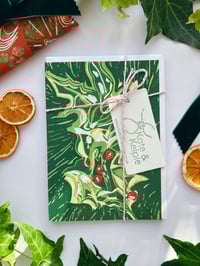 Image 4 of Holly and Berries Linocut Christmas Card 