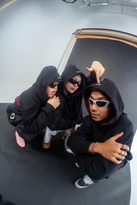 Image 2 of  KISSES OVERSIZED BOXY HOODIE ( BLACK )