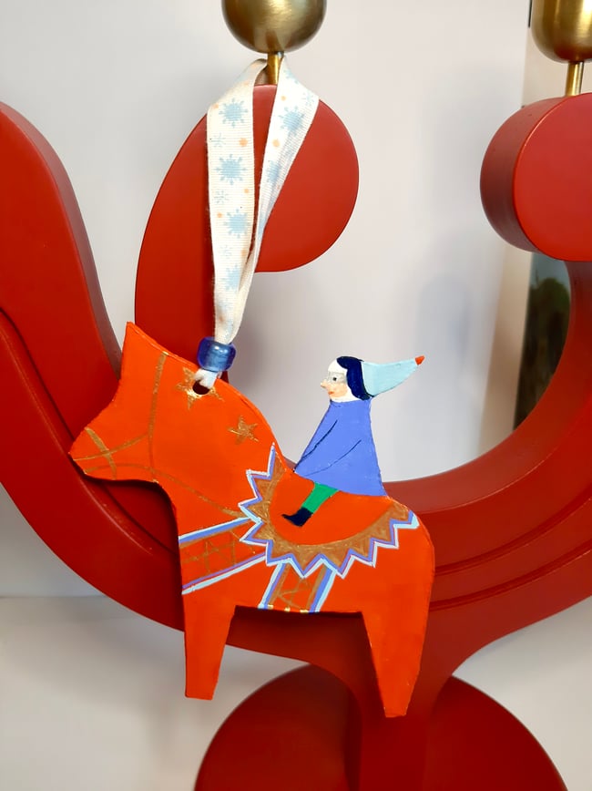 Dala horse in Red ~ Handmade Yuletide decoration 