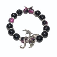 Image 1 of 1PC. POLISHED CRACKLE GLASS BEAD/DRAGON FOCAL BEAD BRACELET by LAZY HOUND DESIGNS
