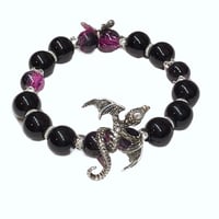 Image 3 of 1PC. POLISHED CRACKLE GLASS BEAD/DRAGON FOCAL BEAD BRACELET by LAZY HOUND DESIGNS