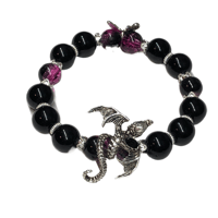 Image 4 of 1PC. POLISHED CRACKLE GLASS BEAD/DRAGON FOCAL BEAD BRACELET by LAZY HOUND DESIGNS
