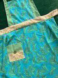 Image 1 of Adult  Full Apron, Bright Teal with Green Peas