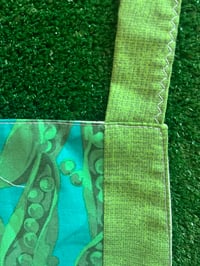 Image 4 of Adult  Full Apron, Bright Teal with Green Peas