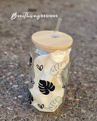 BLACK MONSTERA FULL WRAP CAN GLASS SET