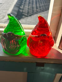 Image 1 of Gnome faux tea light candle holder red or green