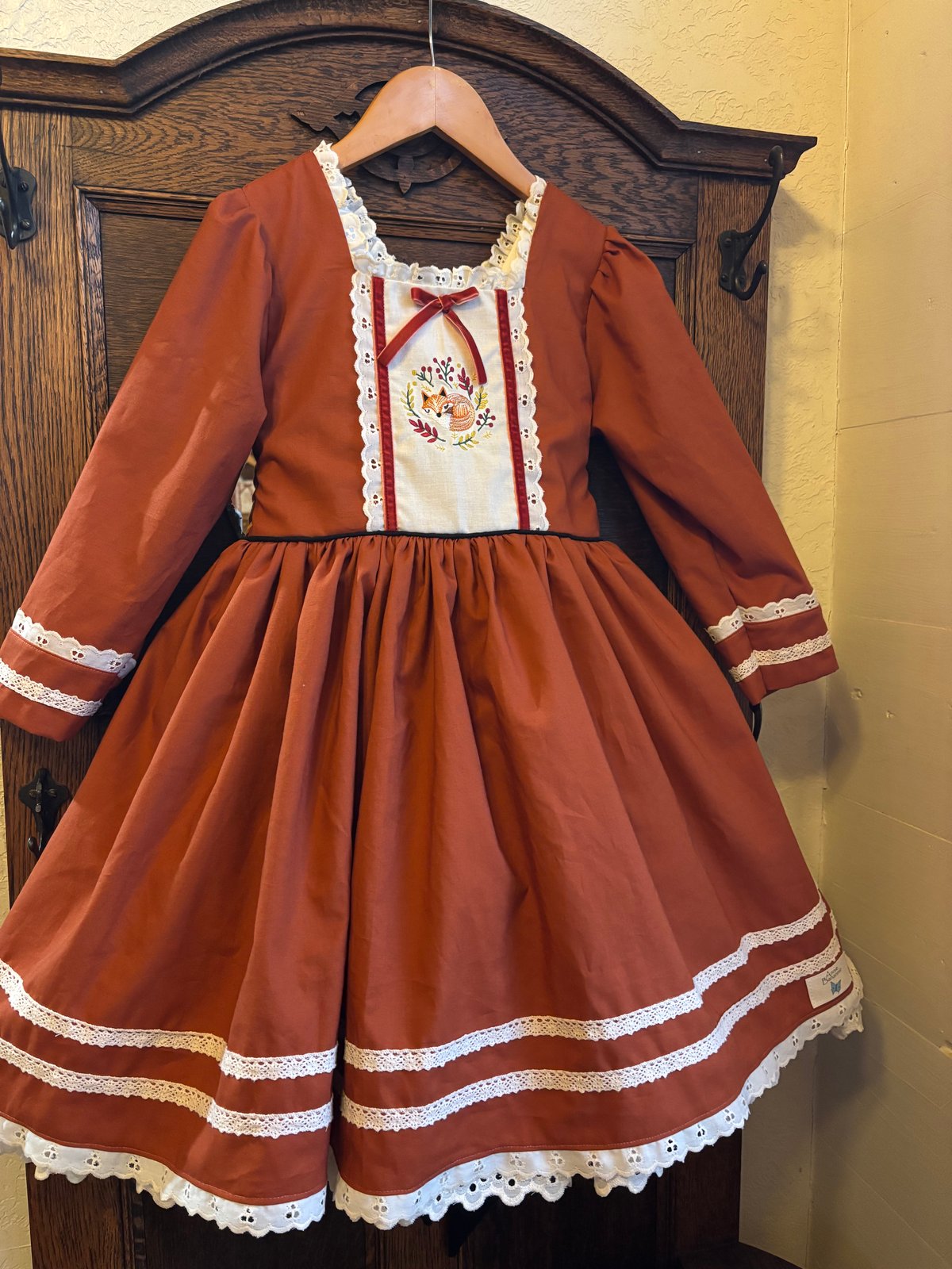 Image of Alternate Orange fabric Fox Dress PRe order