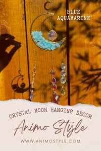 Image 2 of Aquamarine Crystal Moon Suncatcher - Stone of Clarity Ocean-Inspired March Birthstone Gifts