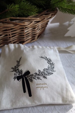 Image of Pochon en lin ivoire Noël