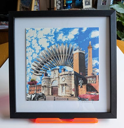 Shrewsbury Landmarks Framed Print: "Banged Up Shrewsbury". Medium Size.