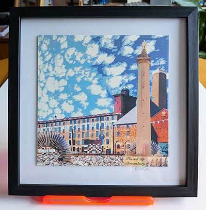 Shrewsbury Landmarks Framed Print: "Flaxed Up Shrewsbury". Medium Size.