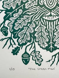 Image 4 of ‘The Green Man’ Ltd ed linocut print