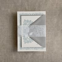 Image 2 of Hydrangea white ink printed vellum paper belly bands  PACK of 10