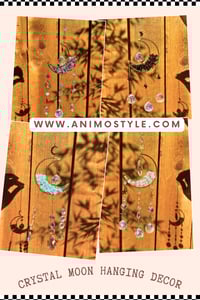 Image 3 of Rose Quartz Crystal Moon Suncatcher - Stone of Love Wall Hanging Decor 