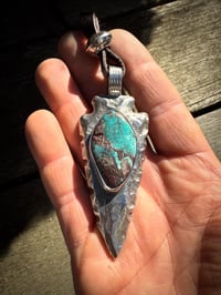 Image 4 of WL&A Handmade Large Sterling Silver Natural Bisbee Arrowhead Pendant - Sz 3.5" - 90 grams