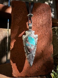 Image 2 of WL&A Handmade Large Sterling Silver Natural Bisbee Arrowhead Pendant - Sz 3.5" - 90 grams