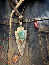 Image 1 of WL&A Handmade Large Sterling Silver Natural Bisbee Arrowhead Pendant - Sz 3.5" - 90 grams