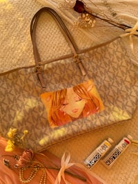 Image 1 of Handpainted Double Sided NANA Tote Bag - Michael Kors Jet Set Large Tote