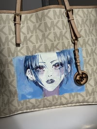 Image 3 of Handpainted Double Sided NANA Tote Bag - Michael Kors Jet Set Large Tote