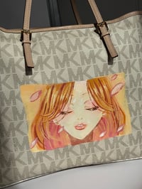 Image 4 of Handpainted Double Sided NANA Tote Bag - Michael Kors Jet Set Large Tote